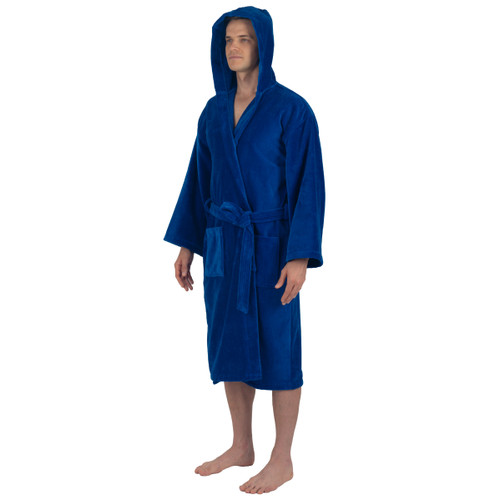 Alpine Swiss Dane Mens Hooded Bathrobe Pure Cotton Terry Cloth